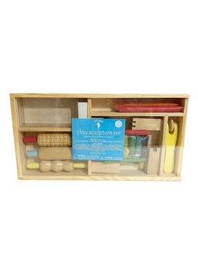 Pottery Barn Kids Clay Sculpture Set Wooden Tools & Storage Case